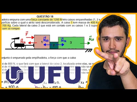 UFU 2023 - A forklift pushes with a constant force of 1200 N three paired boxes (1, 2