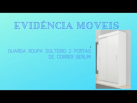 Video thumbnail of Guarda Roupa Solteiro 2 Portas de Correr Berlim Evidência Móveis