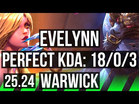 EVELYNN vs WARWICK (JGL) | Perfect KDA: 18/0/3, 44K damage | EUW Master | 25.24