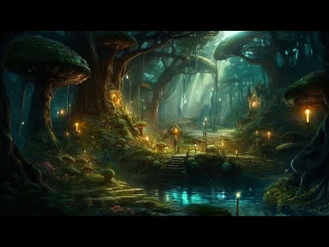 Forest Elves | Fantasy Ambience with Music | Crickets, Stream, Birds