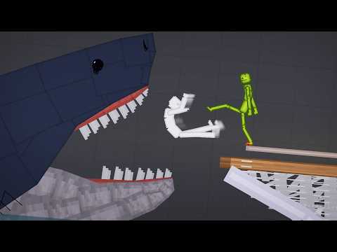 People Fight with Melons Over The Megalodon Ocean in People Playground