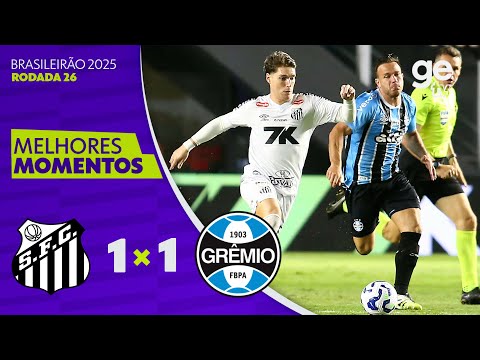 Gols e lances de Santos x Grêmio