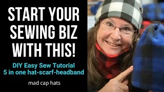 Five in One Polar Fleece Convertible Hat Headband Scarf: Make Money Sewing!