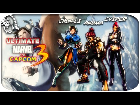 Ultimate Marvel vs Capcom 3 - Arcade Mode + Endings - Chun-Li, C.Viper, Akuma