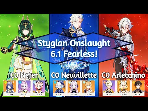 Stygian Onslaught 6.1 | C0 Nefer + C0 Neuvillette + C0 Arlecchino | Fearless Mode | Genshin Impact