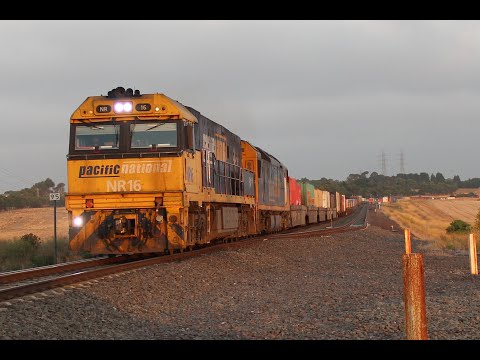 NR16 & AN6 haul a Pacific National 1.8 kilometre freight train through Moorabool VIC - 25/01/2018