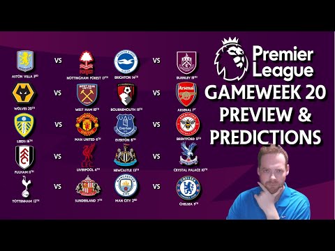 My Premier League Gameweek 20 Preview and Predictions!