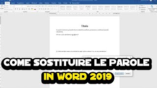 Come sostituire le parole in Word 2019