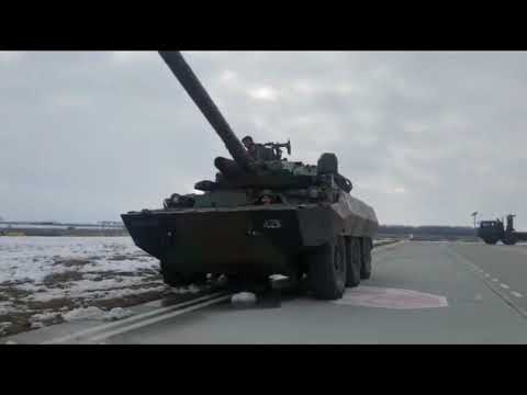 #Europe | Arrival in Romania of the armored vehicles of the warning battalion.