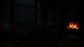 Fall Asleep Fast🔥😴Heavy Rain & Thunder with Crackling Fireplace | Deep Sleep & Stress Relief |No Ads