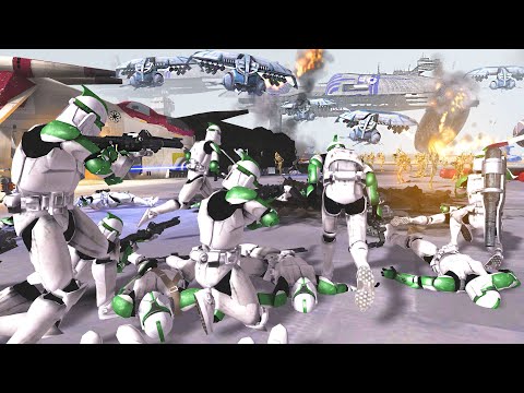 Droid Gunship Bombing Run on Republic Airfield... - Men of War: Star Wars Mod