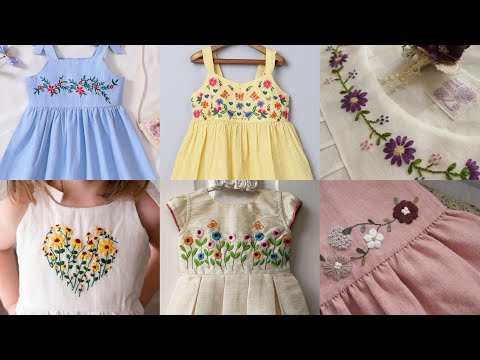 Baby girl hand embroidery frock designs 2023/ easy baby girl hand embroidery designs for beginners