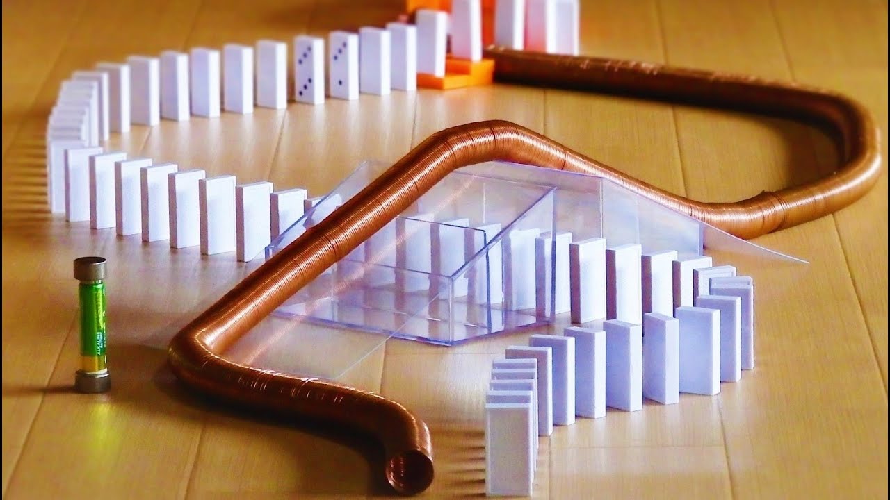 Domino vs Simplest Electromagnetic Train