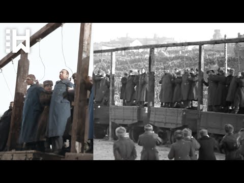 Öffentliche Massenhinrichtung von Nazi-Soldaten, die Tausende Frauen & Kinder in Kiew massakrierten