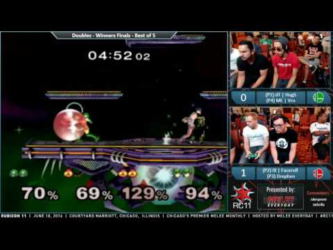 Rubicon 11 - IX | Captain Faceroll & Drephen vs. dT_HugS & ME | Vro - SSBM - Doubles WF