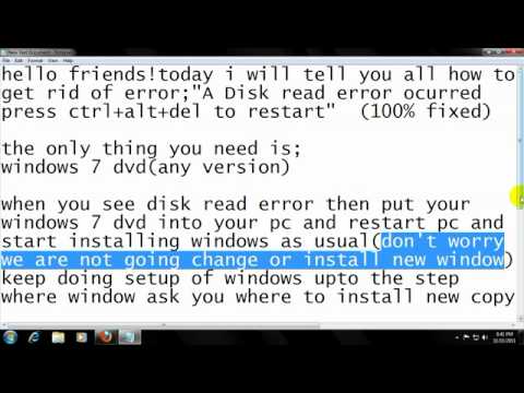 comment reparer a disk read error occured