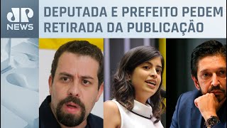 Tabata Amaral e Ricardo Nunes protocolam representação contra Boulos