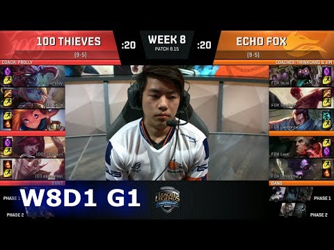 100 Thieves vs Echo Fox | Week 8 Day 1 S8 NA LCS Summer 2018 | 100 vs FOX W8D1