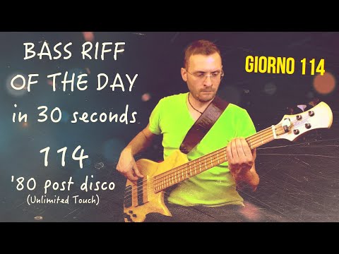 Basso stile Anni '80 bassline (basso liuteria Costanzo) Bass Riff of the Day in 30s giorno 114