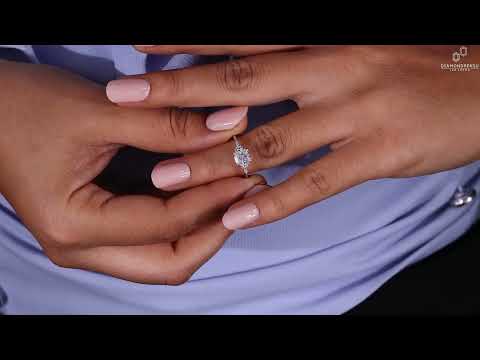 1.0 to 2.0 CT Cushion Cut Lab Grown Diamond Engagement Ring, Side Marquise and Round Diamond Ring