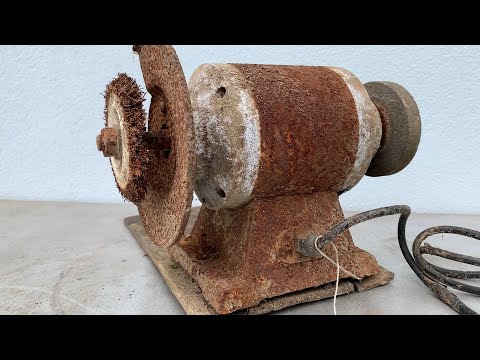 Very Old Rusted Double Head Grinder Restoration // Old Bench Grinder Restoration