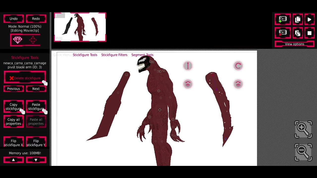 carnage transformation (stick nodes)