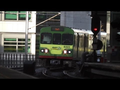 Dart Train number 8322 arriving at Pearse Station, Dublin