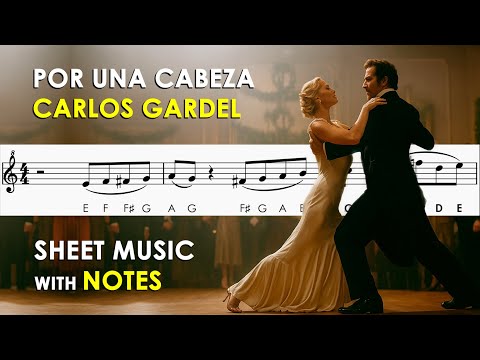 Por Una Cabeza | Sheet Music with Notes for Recorder, Flute, Violin Tutorial | Carlos Gardel