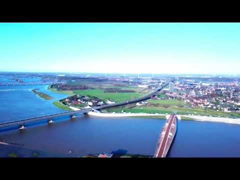 Dronebeelden van Extreem Hoogwater in Nijmegen 29Jan 2018 .