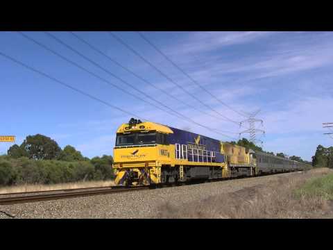 NR27 and NR18 on 5AP8 Indian Pacific at Stratton on the 27/12/2014