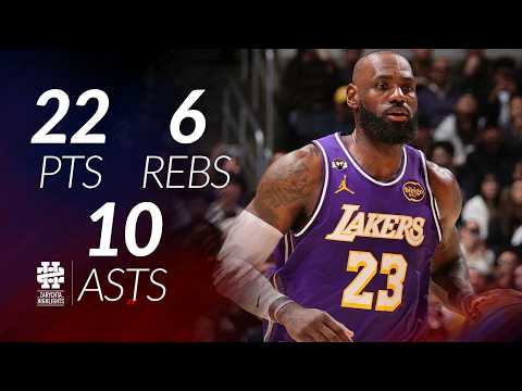 LeBron James 22 pts 6 rebs 10 asts vs Thunder 25/26 season