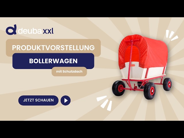 Video Teaser für MONZANA® Bollerwagen Braun/Rot Holz 168x99x61cm mit Schutzdach