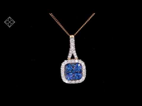 Sapphire and Diamond Halo Necklace in 18K Gold Version - Asteria Collection - FR44-U