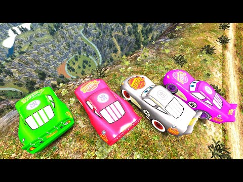 Lightning McQueens Cliff Crash Impact Testing Ep. 11 - GTA 4 Color Cars