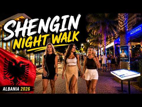 SHËNGJIN, ALBANIA 🇦🇱 Night Summer Walk 2026 | DJI Osmo Pocket 3 | 4K HDR Walking Tour