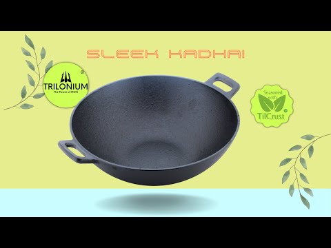 Tilonium cast iron kadhai / sleek / 24 cms/ pre-seasoned / i...