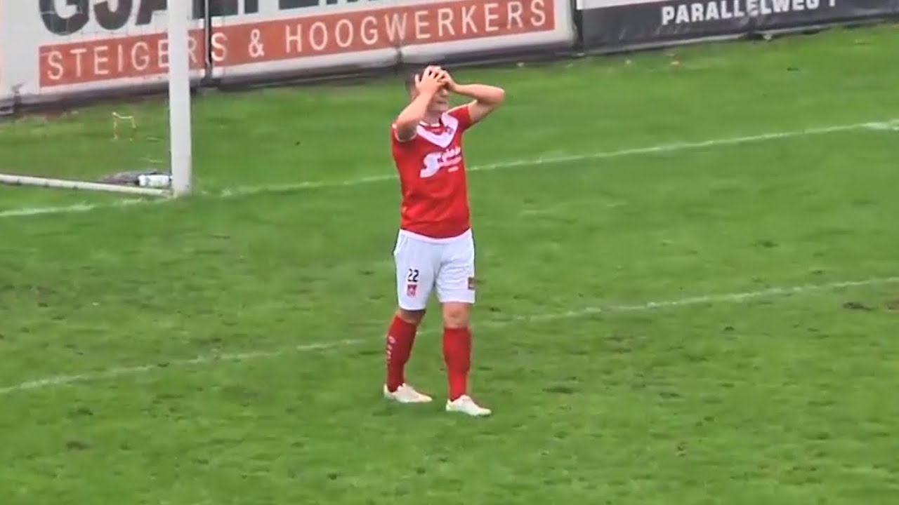 Player misses open goal in Dutch fourth division - YouTube