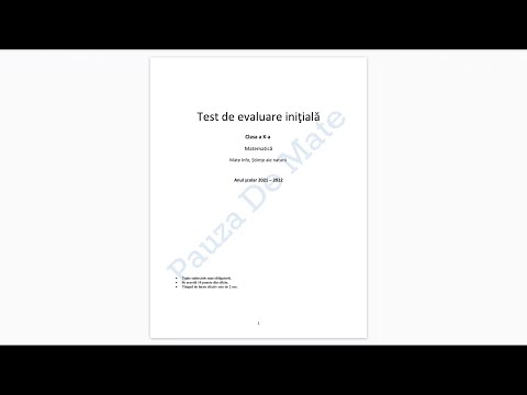 Test evaluare initiala clasa a X-a - Mate-Info & Stiinte ale naturii - Model Pauza de Mate