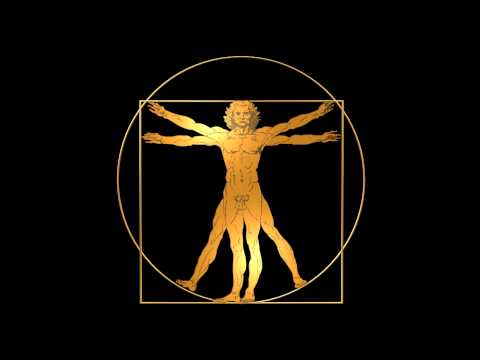3D Vitruvian Man in gold