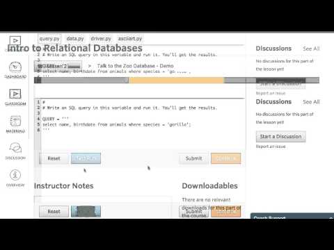 Talk to the Zoo Database Intro to Relational Databases