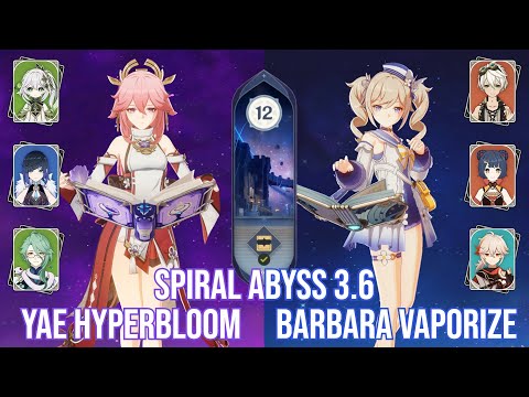 『4k UHD』C0 Yae Miko Hyperbloom and C6 Barbara Vaporize - Genshin Impact Abyss 3.6