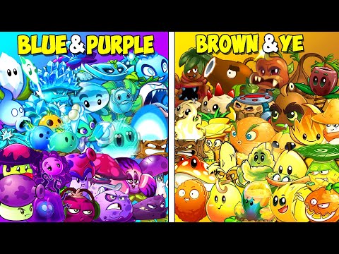 Team BLUE & PURPLE vs YELLOW & ORANGE & BROWN - Who Will Win? - Pvz 2 Team Plant Battlez
