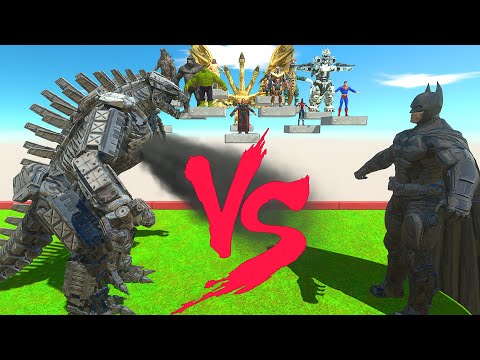 MechaGodzilla 2021 vs The Avengers #2 | Fighting With Batman - Animal Revolt Battle Simulator