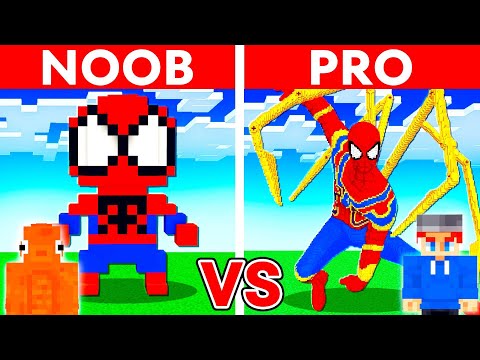 INSANE!! NOOB vs PRO: Spiderman Statue House Challenge!