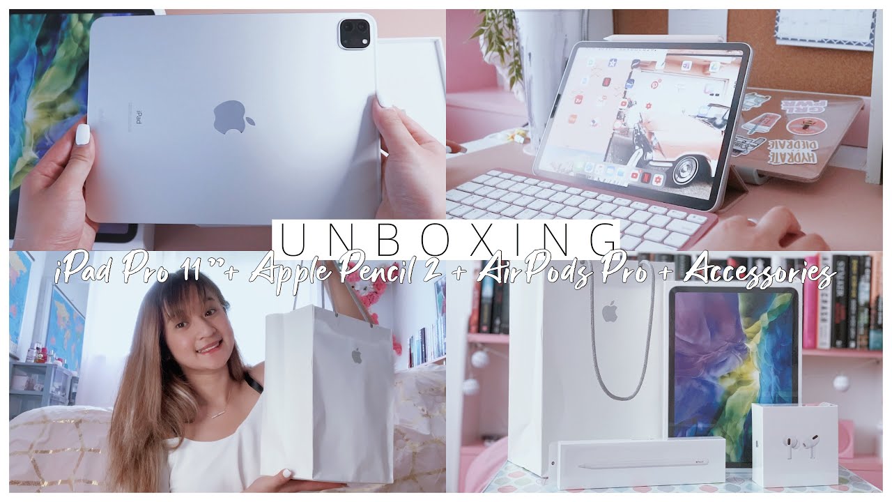 UNBOXING iPad Pro 11" 2020, Apple Pencil 2, AirPods Pro, & Accessories