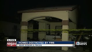 Fire causes roofs to collapse on homes near Gowan and Pecos roads