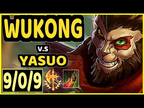 JIRALL (WUKONG) vs YASUO - 9/0/9 KDA TOP GAMEPLAY - NA Ranked GRANDMASTER