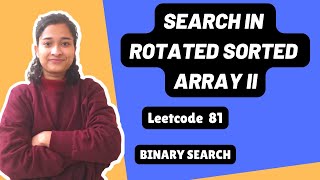 YouTube video 'Search in Rotated Sorted Array II | Leetcode 81 | Binary Search | Day-28'