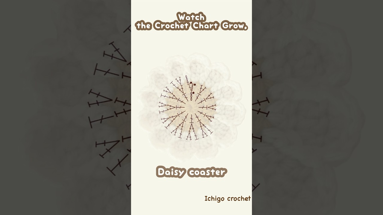 編み図が完成するまで｜Crochet Chart Animation🌼 Daisy Coaster