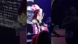 Hailey gets a piggy back ride from Lene Nystrom and Rene Dif of Aqua